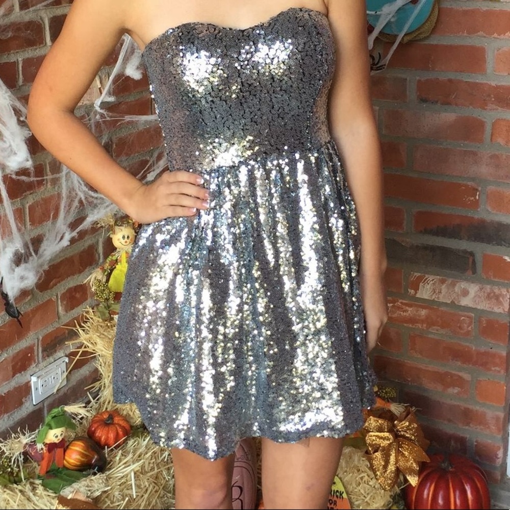 size small, silver dress